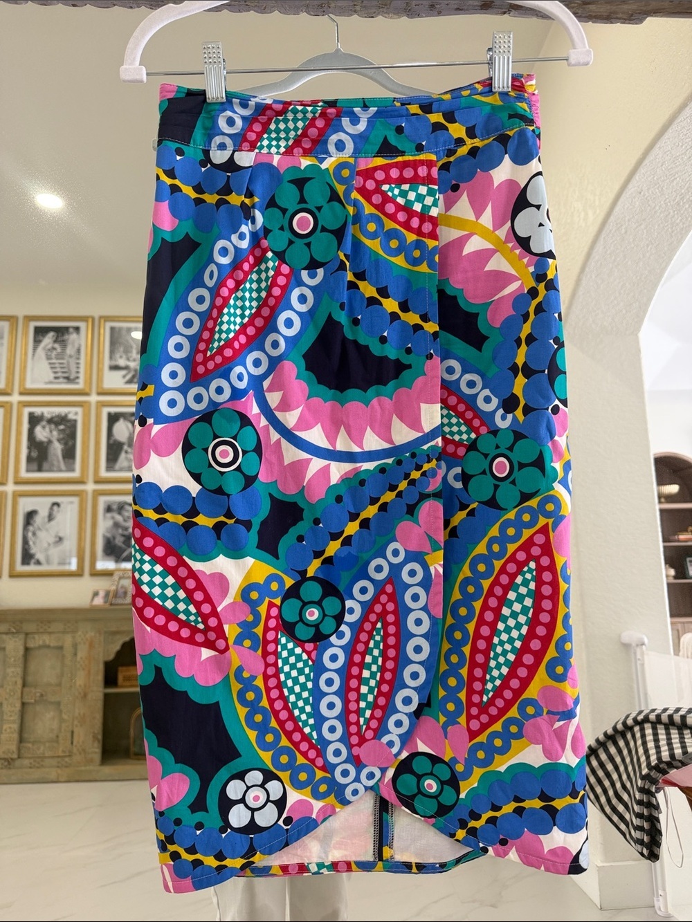 J. Crew Multicolor Abstract Print Dress in Teal, Pink, Navy & Yellow